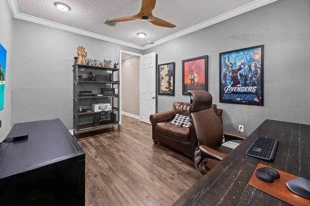 an aerial view of a house