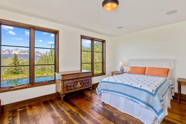 a view of a lake with a mountain in the background