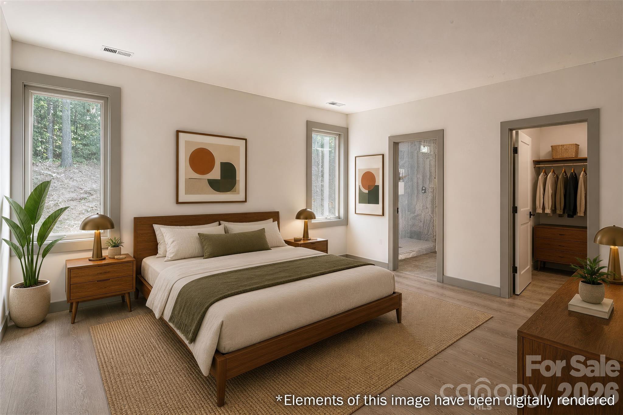 255 Hunters Trace Rutherfordton, NC 28139 - Photo 7 of 19 a bedroom with a bed a mirror and a large window