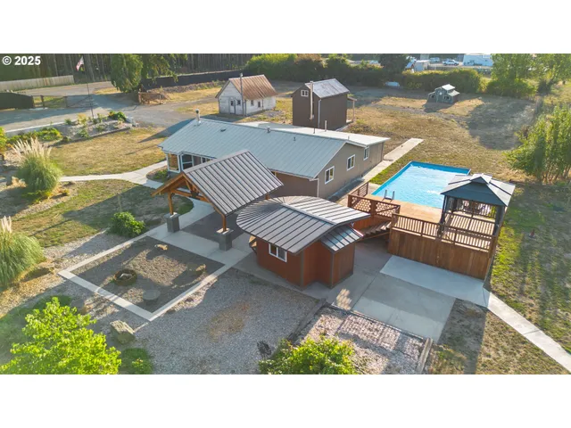 an aerial view of a house