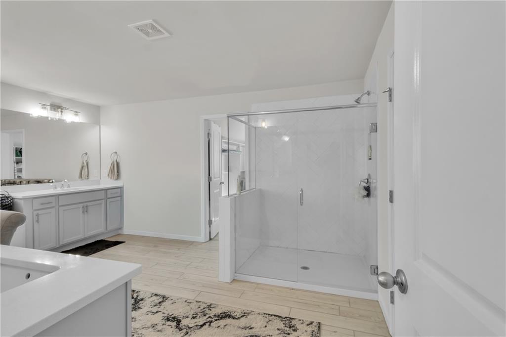 244 Wild Rose Circle Canton, GA 30115 - Photo 39 of 55 a bathroom with a shower sink and mirror