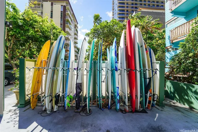 a front view of a building with a porch