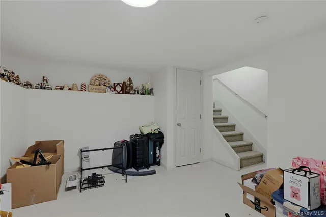 a view of a park with large trees