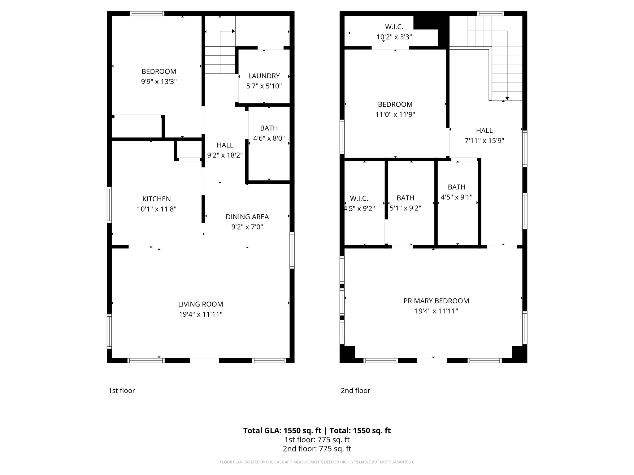 1026 20th Street Dickinson, TX 77539 - Photo 25 of 25 Floor Plan shows 1,550 SF source: CubiCasa