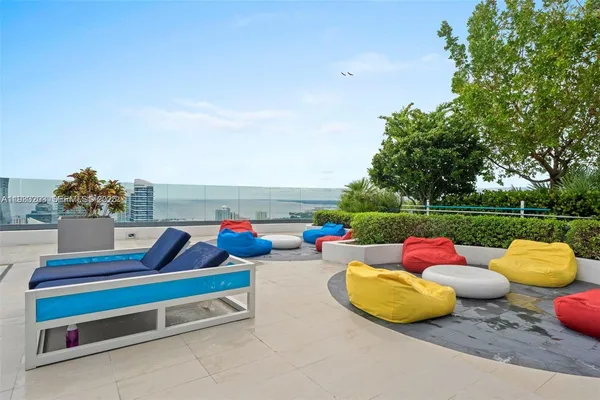 a view of a backyard with a patio and swimming pool