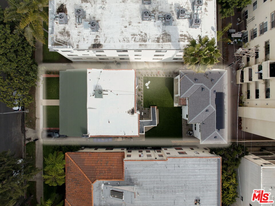 128 South Swall Drive, Unit 1/2 Los Angeles, CA 90048 - Photo 31 of 32 an aerial view of a house with a yard