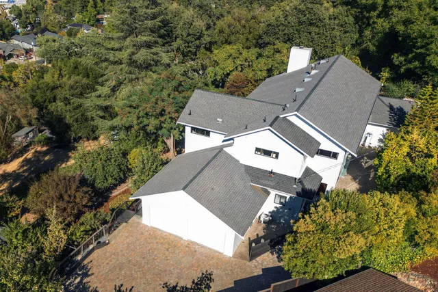 an aerial view of a house