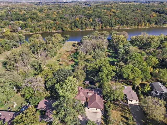 a view of a lake from a yard