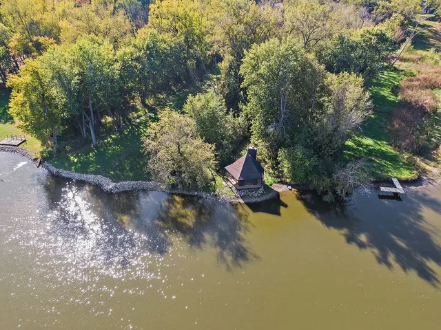 a view of a lake with a city