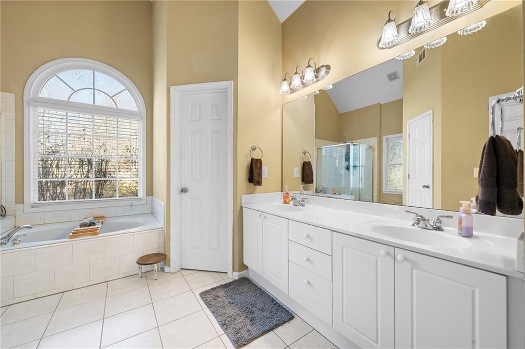 8935 Mountain Ridge Circle Ball Ground, GA 30107 - Photo 21 of 56 a spacious bathroom with a double vanity sink mirror and bathtub