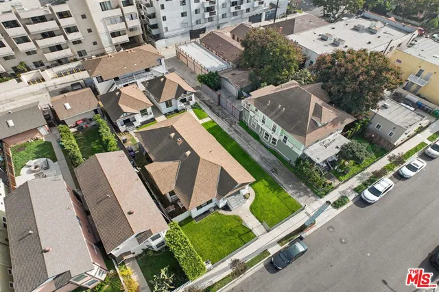an aerial view of a house