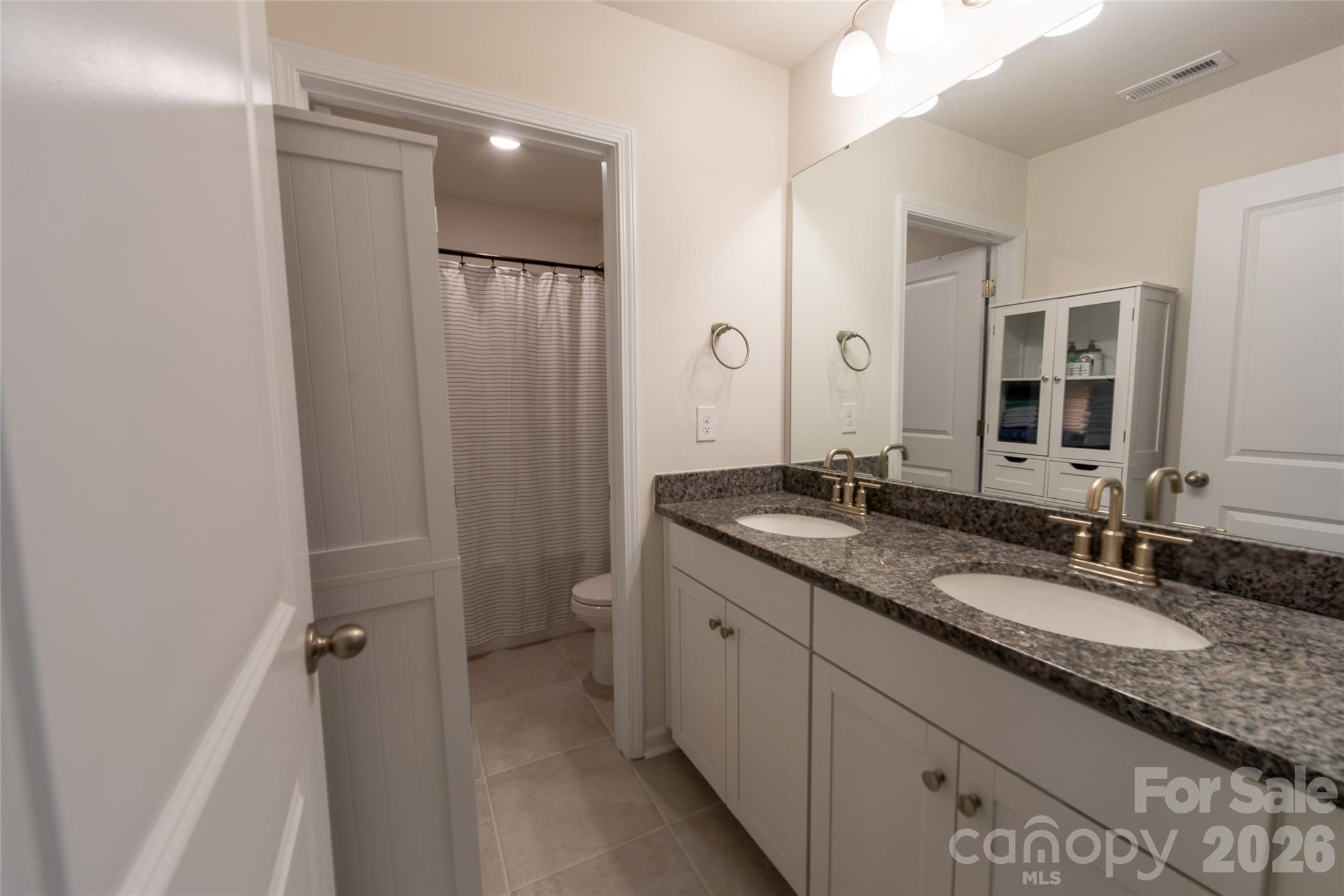 151 Aviendha Lane Troutman, NC 28166 - Photo 33 of 43 a bathroom with a granite countertop sink and a mirror