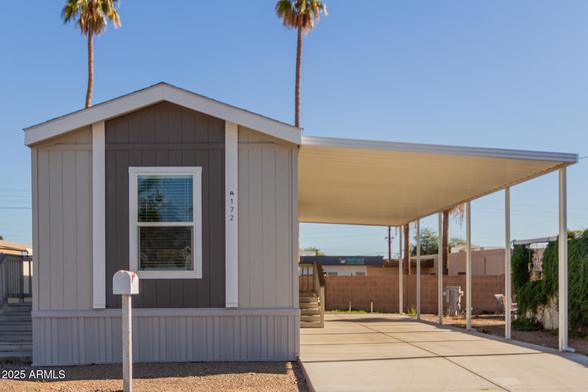 a front view of a house with shower