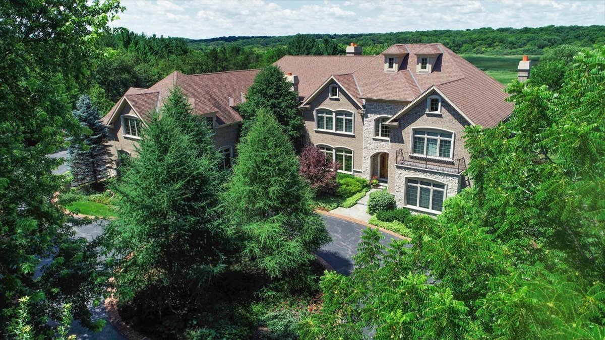 419 North Valley Hill Road Bull Valley, IL 60098 - Photo 6 of 95 an aerial view of a house with a yard and lake view