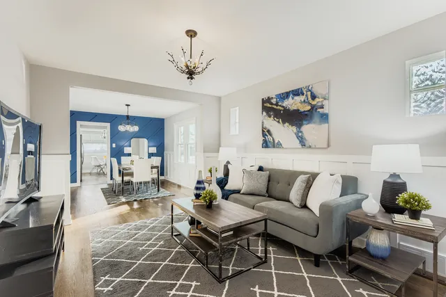 a living room with furniture