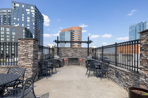 a view of a terrace with chairs