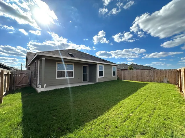 a view of a backyard with plants and large tree