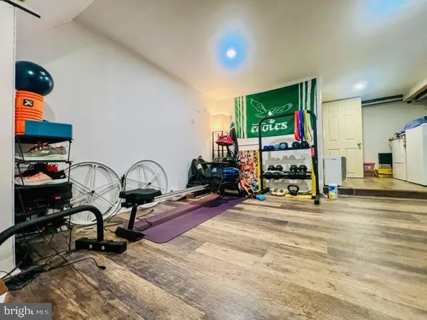 a view of a room with gym equipment