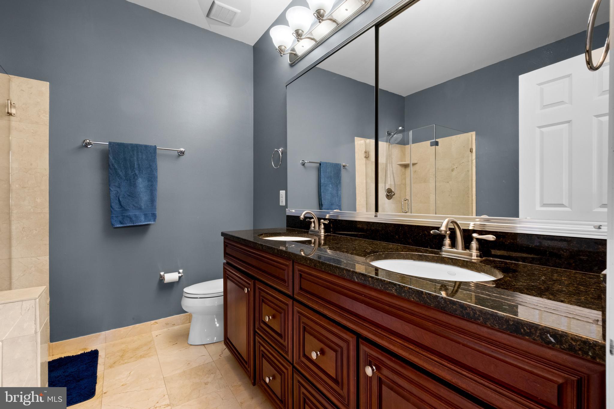 203 Captains Way Philadelphia, PA 19146 - Photo 28 of 58 a bathroom with a granite countertop double vanity sink and mirror