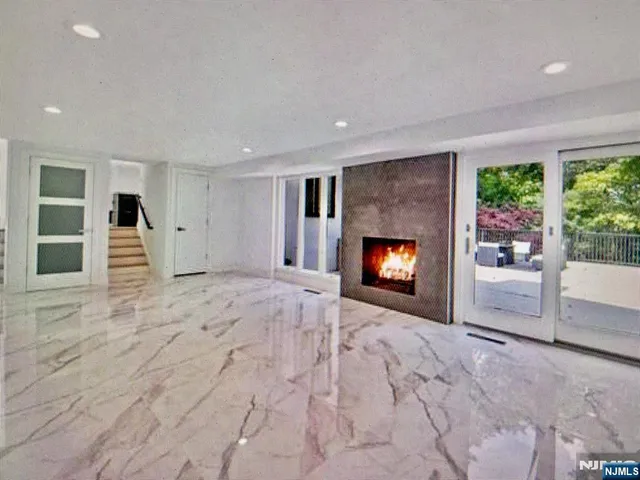 a view of a fireplace in a room