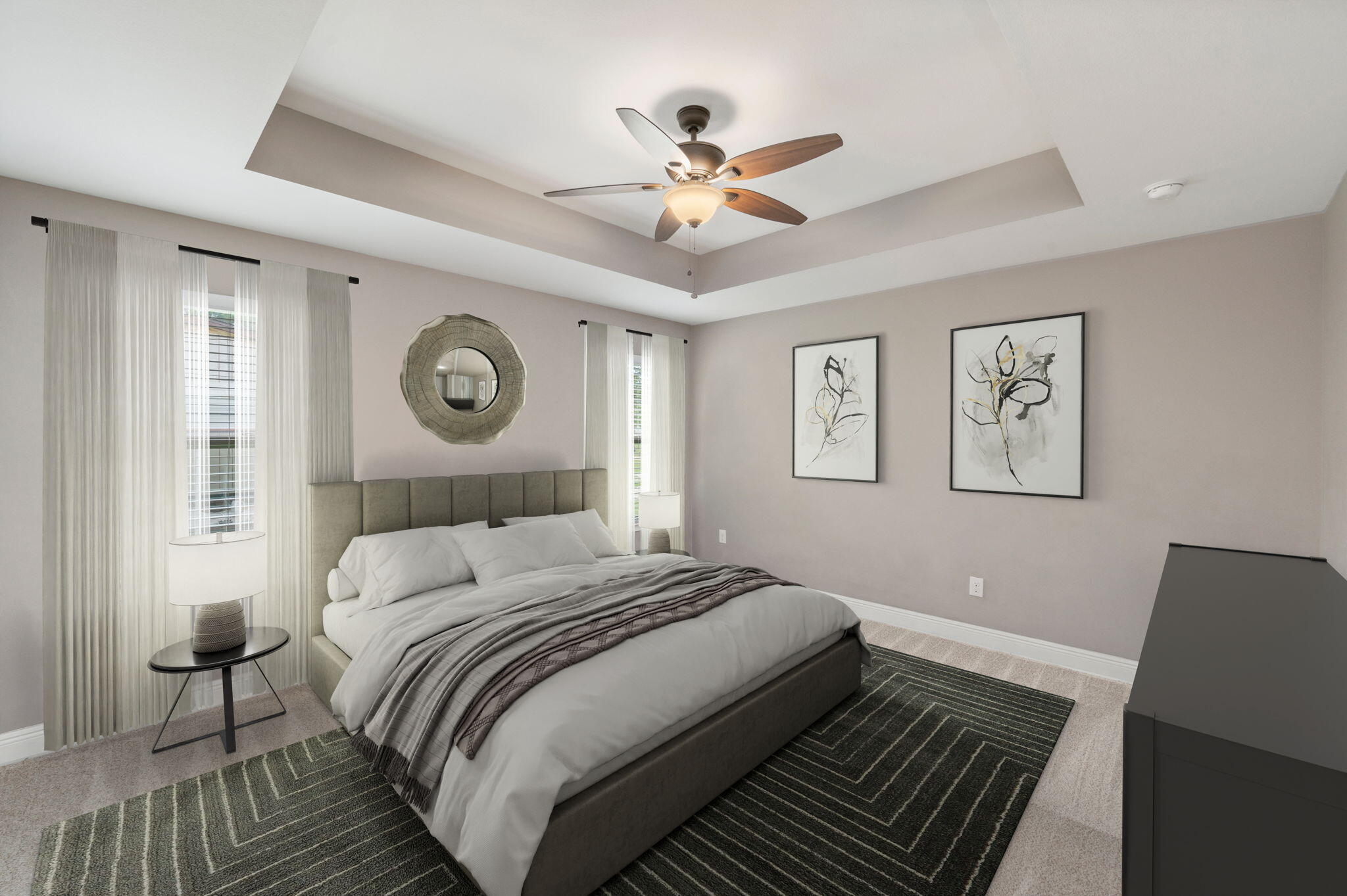 8177 Lucena Street Navarre, FL 32566 - Photo 20 of 51 a bedroom with a large bed and a chandelier