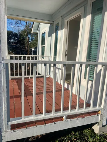 a view of wooden balcony