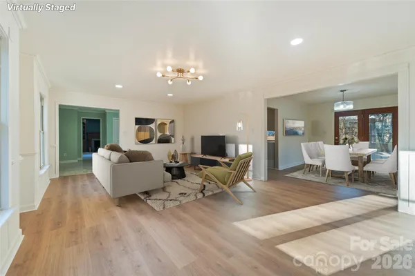 a living room with furniture