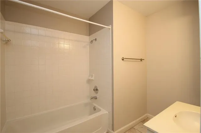 a bathroom with a bathtub
