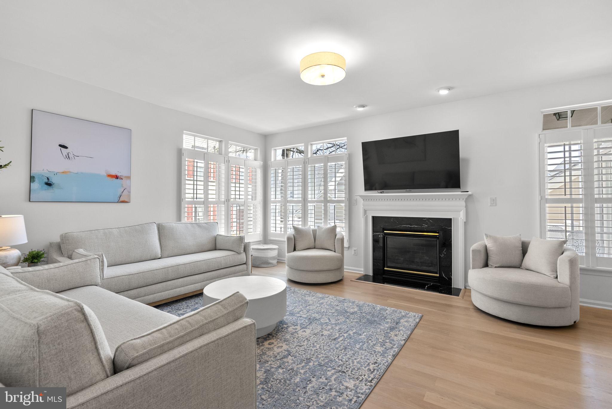 1339 Main Street Gaithersburg, MD 20878 - Photo 11 of 73 a living room with furniture a fireplace and a flat screen tv