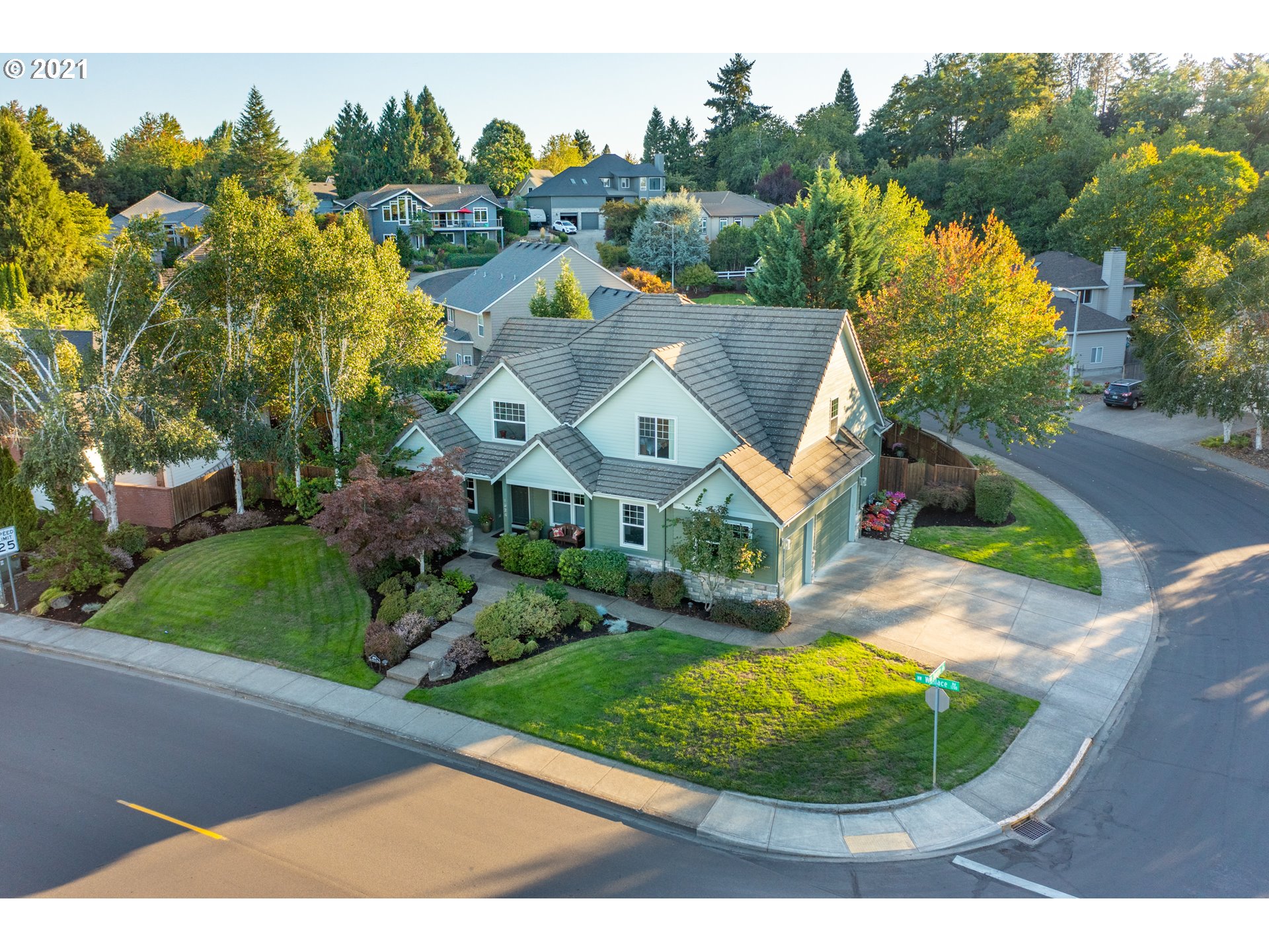an aerial view of a house