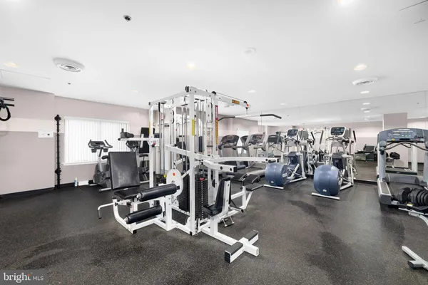 a view of a room with gym equipment