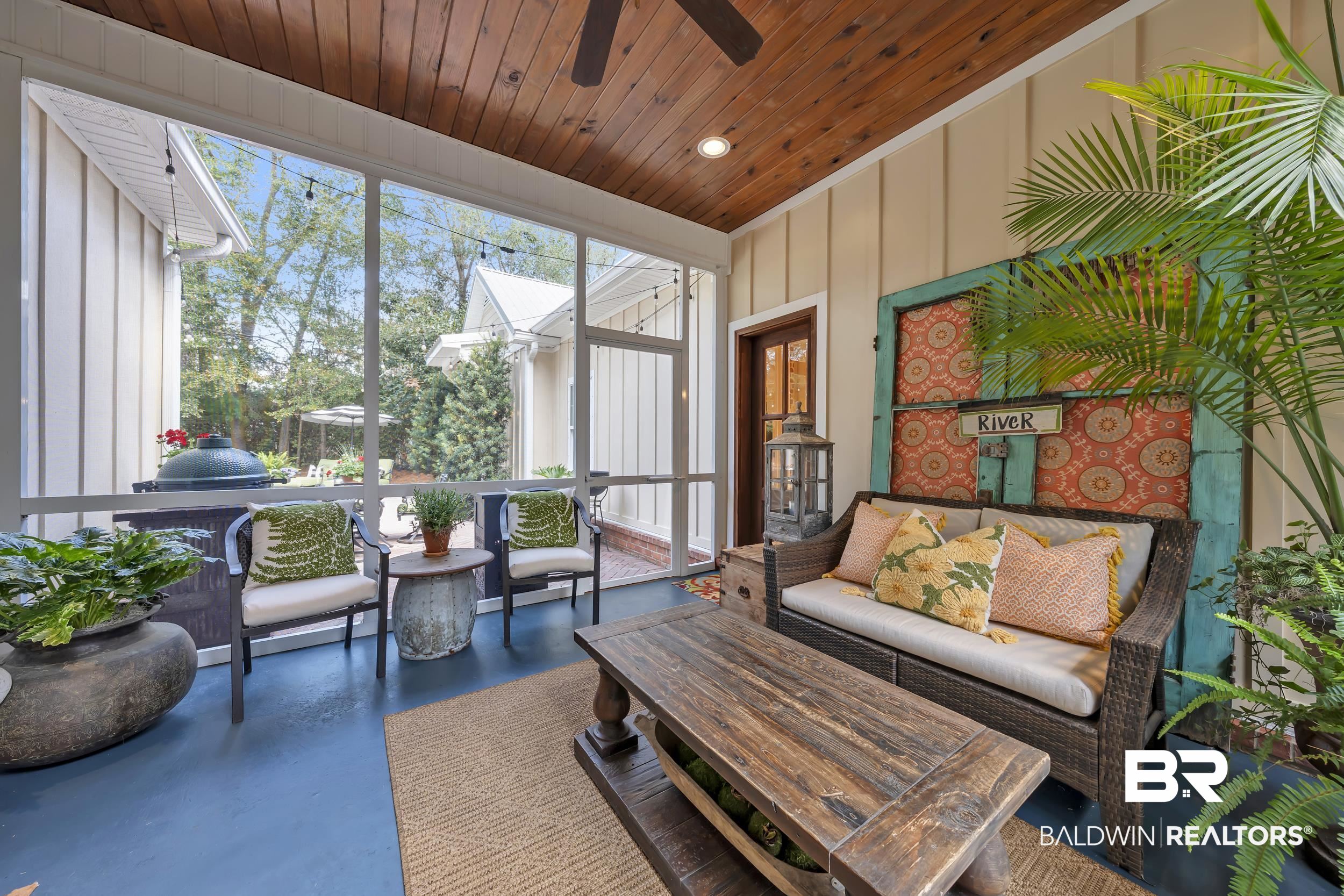 12161 Jessamine Street Magnolia Springs, AL 36555 - Photo 42 of 70 Sunroom / solarium with an outdoor hangout area and ceiling fan