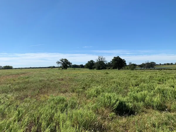 a view of a lake with a yard