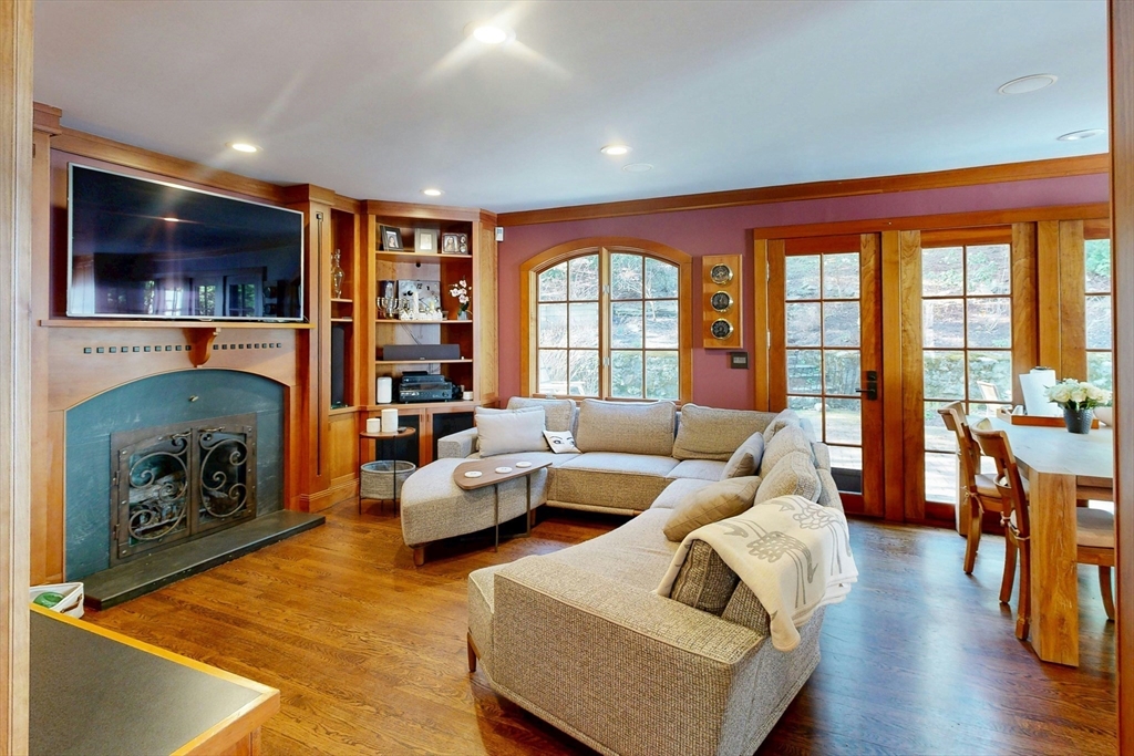 32 Alberta Road Brookline, MA 02467 - Photo 7 of 36 a living room with furniture fireplace and flat screen tv