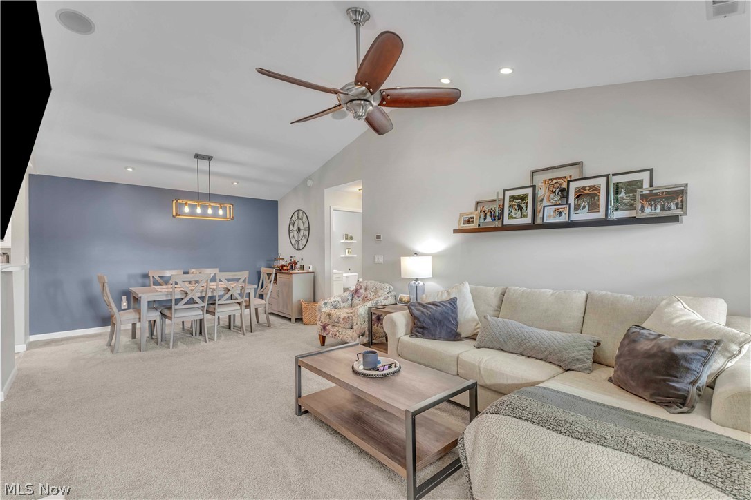 28340 Center Ridge Road, Unit 124 Westlake, OH 44145 - Photo 8 of 37 Living room with carpet flooring, recessed lighting, and ceiling fan