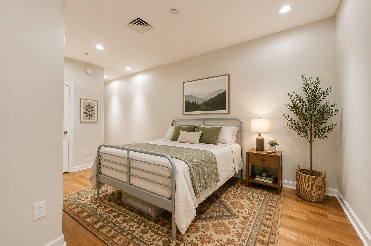 914 Main Street, Unit 911 Houston, TX 77002 - Photo 19 of 30 a bedroom with bed and a potted plant