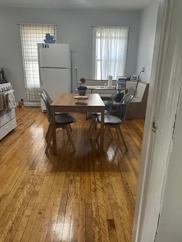 a workspace with wooden floor