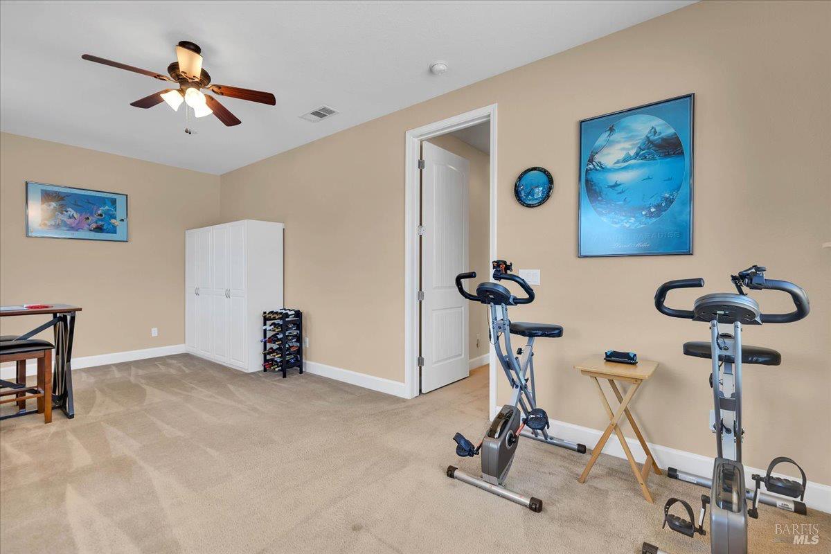 331 Frisbie Circle Vacaville, CA 95688 - Photo 93 of 93 This floor plan is designed for multigenerational living! Here you will find a front separate living room that the Seller currently has set up as both a game room and exercise area but the possibilities are endless! There is also a bedroom and full bathroom right off the hallway and separate from the rest of the house which also has a separate hallway to entry way and laundry room access.