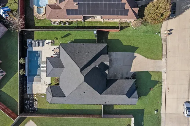 an aerial view of a house