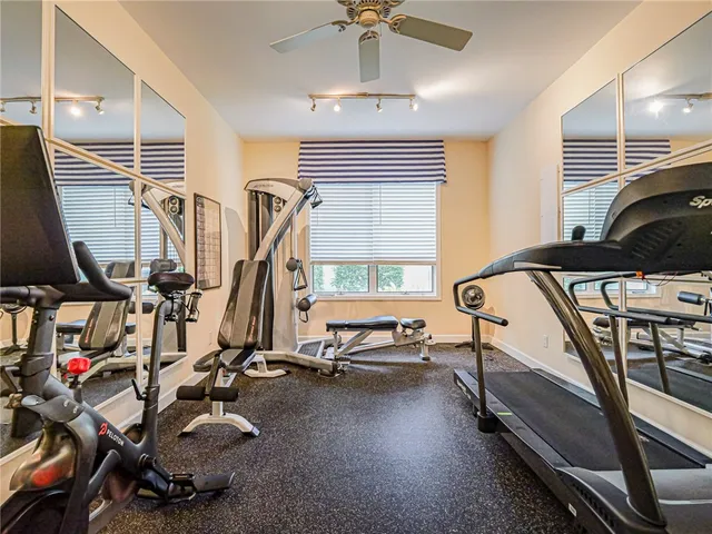 a view of a room with gym equipment