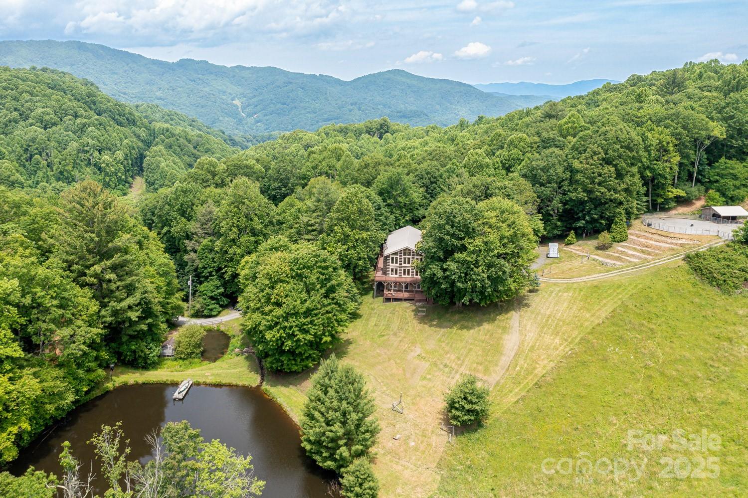 a view of a lake with a mountain