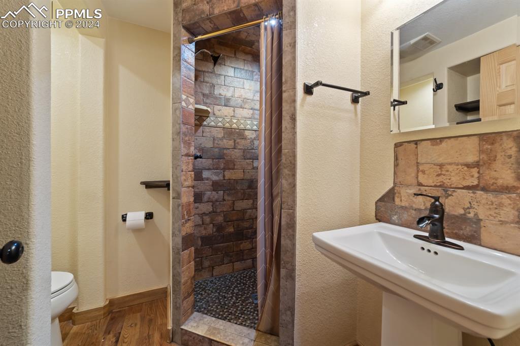 20909 Highway 67 Divide, CO 80814 - Photo 16 of 30 a bathroom with a sink and mirror with toilet