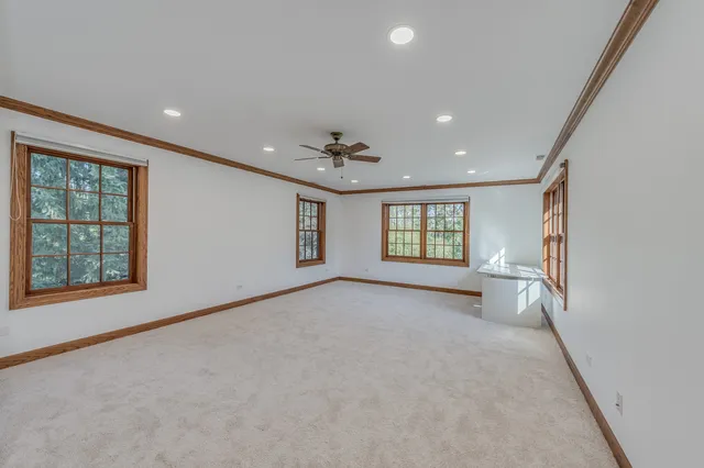 a view of an empty walk in closet