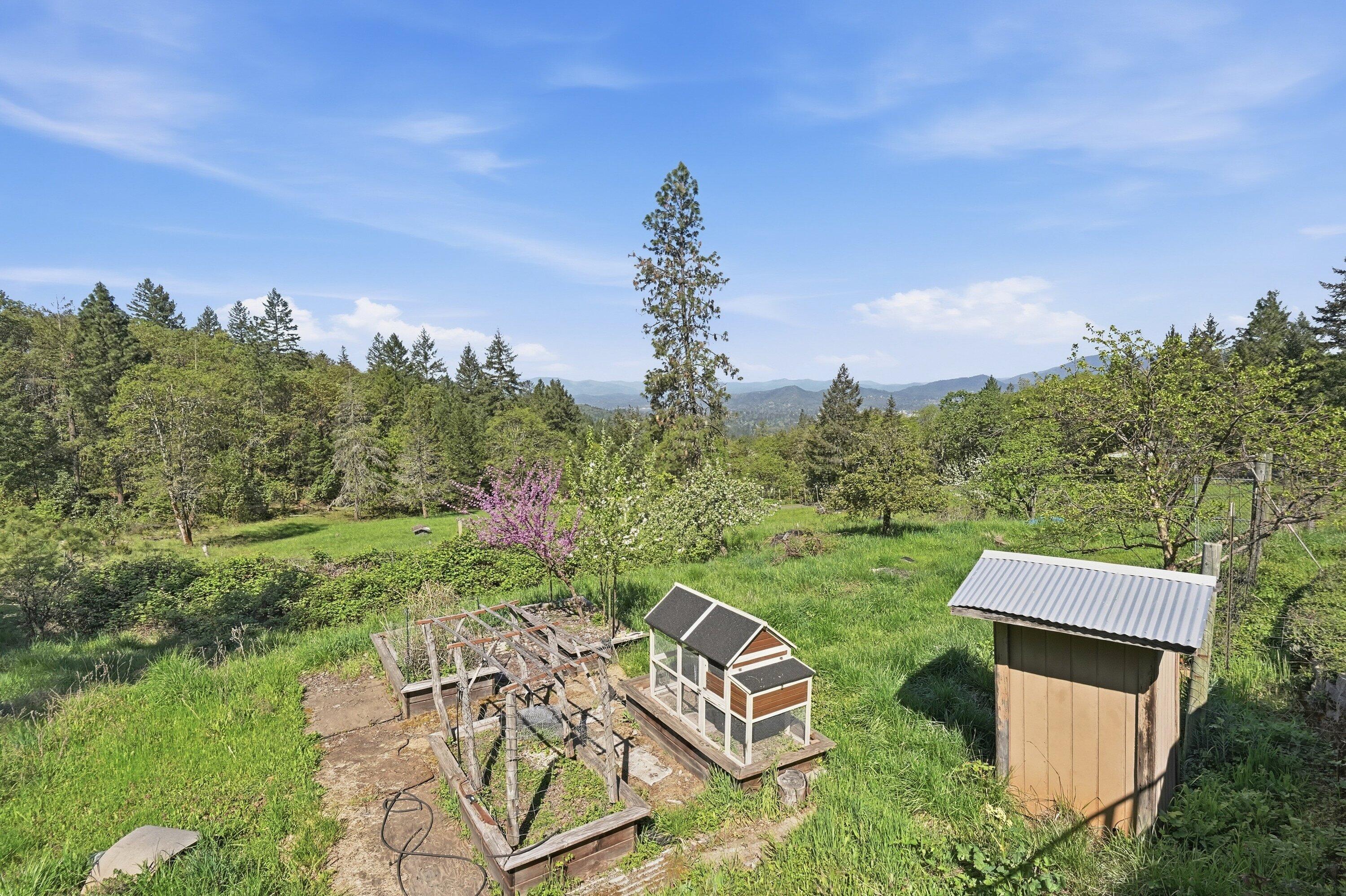 827 Summit Loop Grants Pass, OR 97527 - Photo 25 of 32 a view of a yard with furniture and a garden