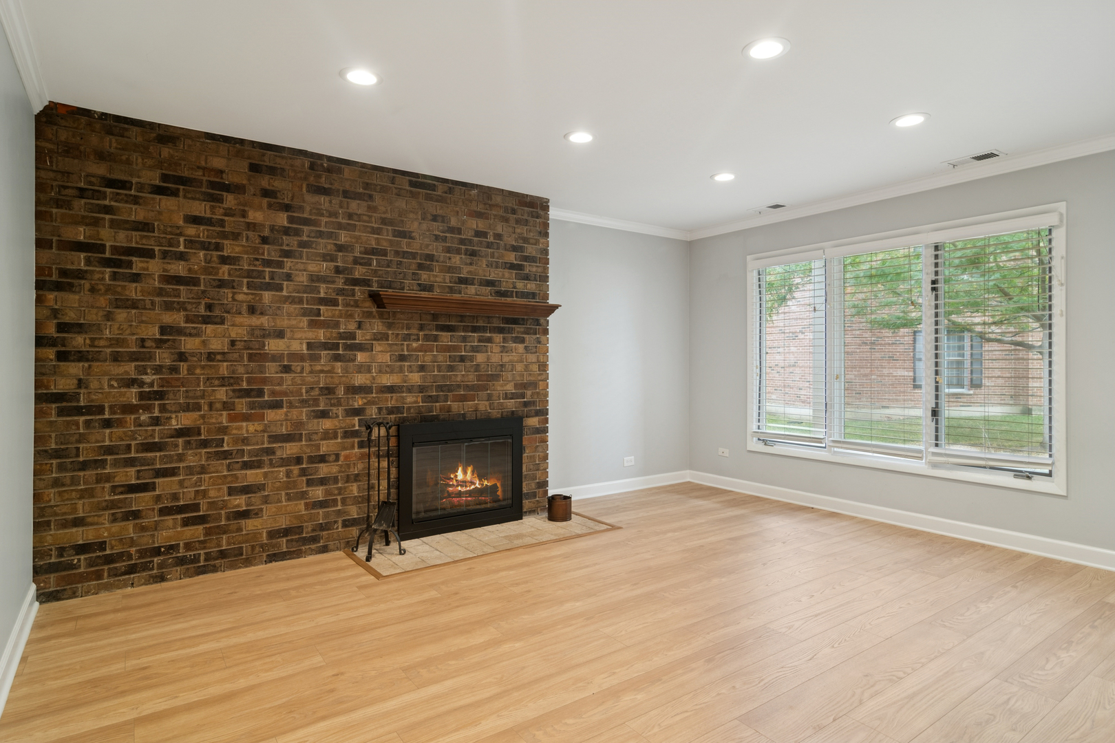 184 Grove Avenue, Unit B Des Plaines, IL 60016 - Photo 6 of 20 a view of empty room with wooden floor and fireplace