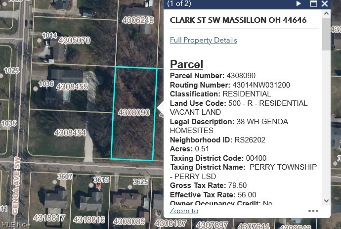 Clark Street Southwest Massillon, OH 44646 - Photo 2 of 2 Aerial w Data