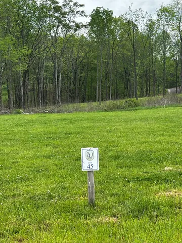 a view of a park with a sign board