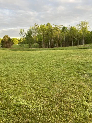 a view of a field with an outdoor space