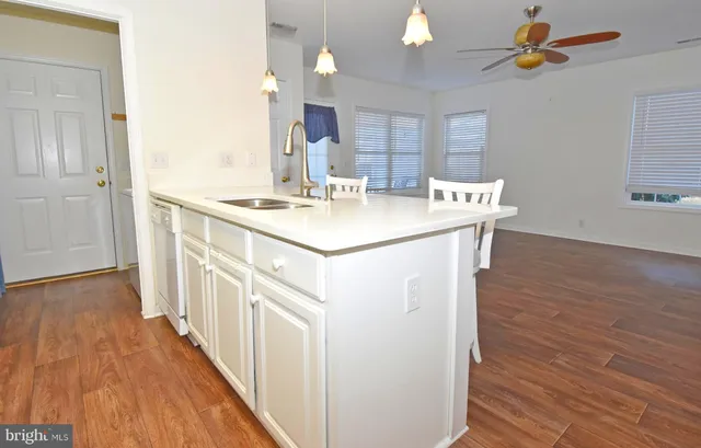 a kitchen with a sink appliances and cabinets