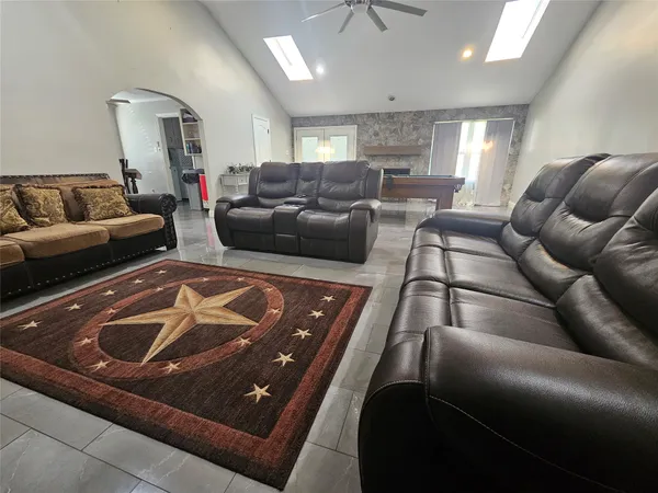 a living room with furniture